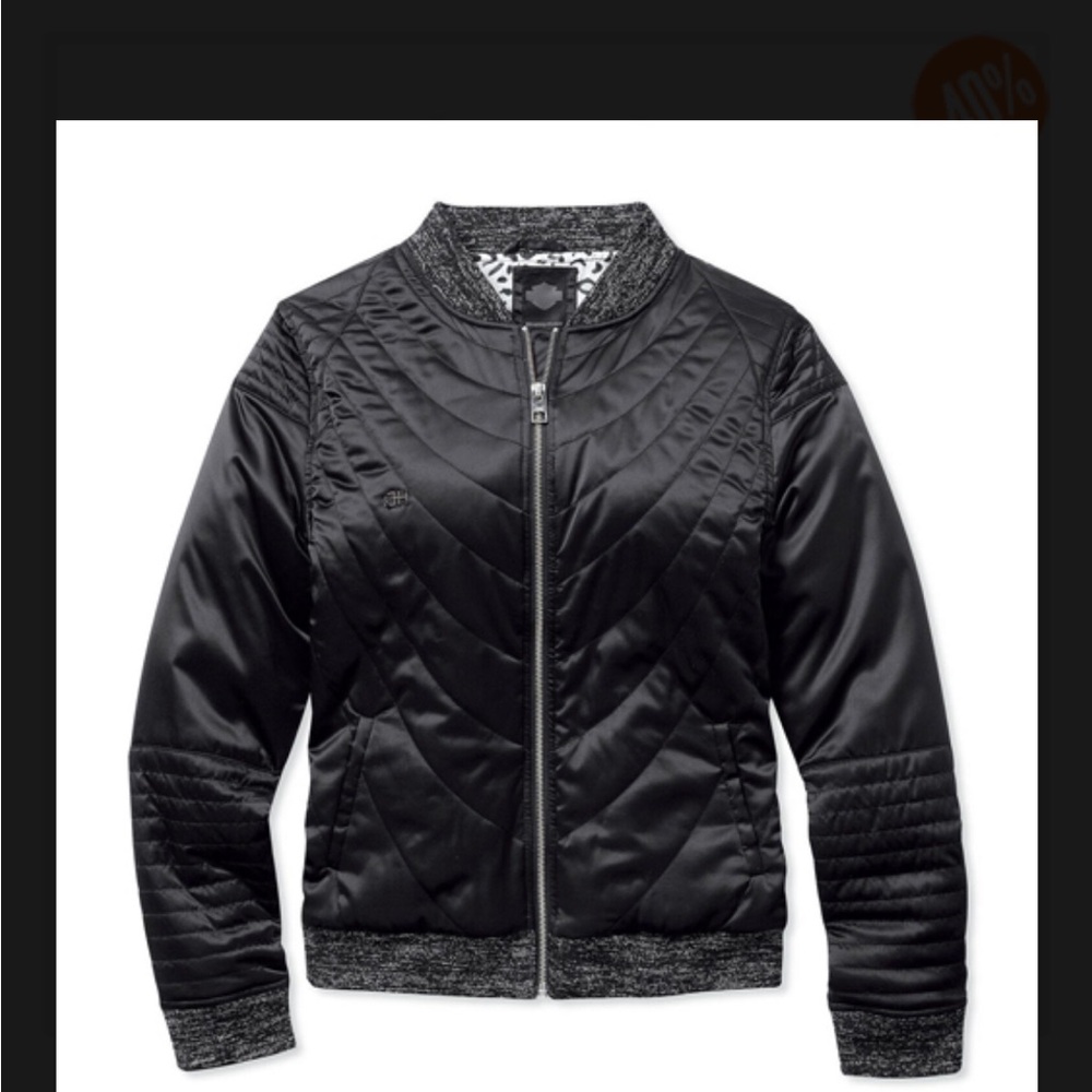 Harley-Davidson Black Quilted Bomber Jacket Size: XS